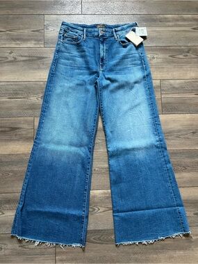 NWT MOTHER The Roller High Rise Wide Leg Jeans in Work Hard Play Hard Sz31